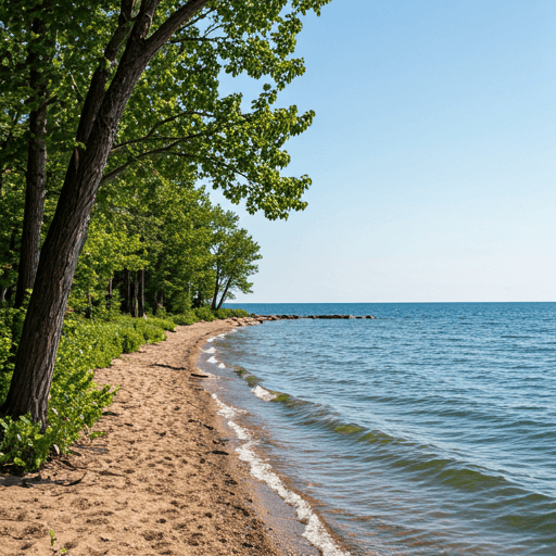 Scenic view of Lake Michigan shoreline near Naubinway