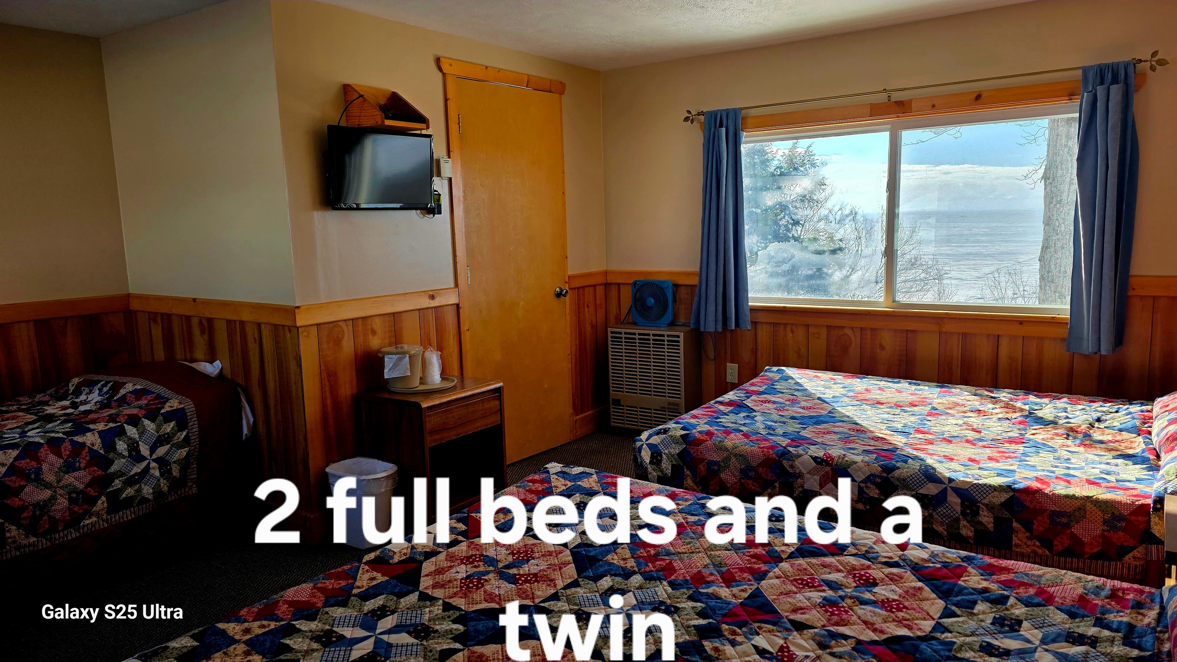 Spacious room with comfortable beds